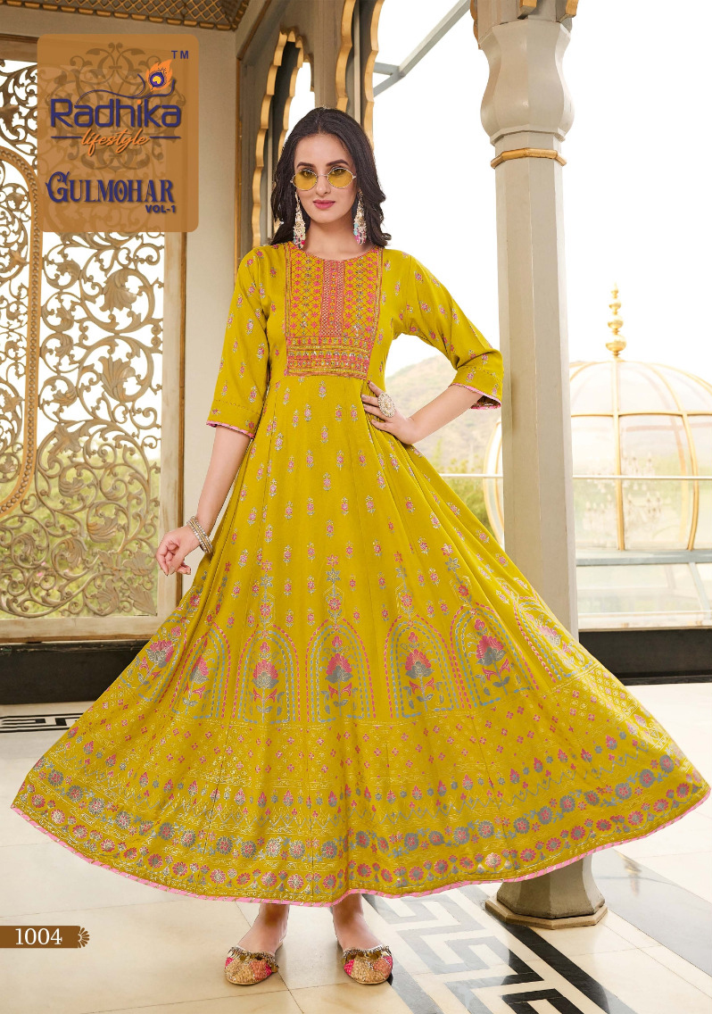 Radhika Lifestyle Gulmohar Vol 1 Rayon Wholesale Long Gown Catalog — Wholesale Kurtis, MPA wholesale from Surat - Gallery Image 4