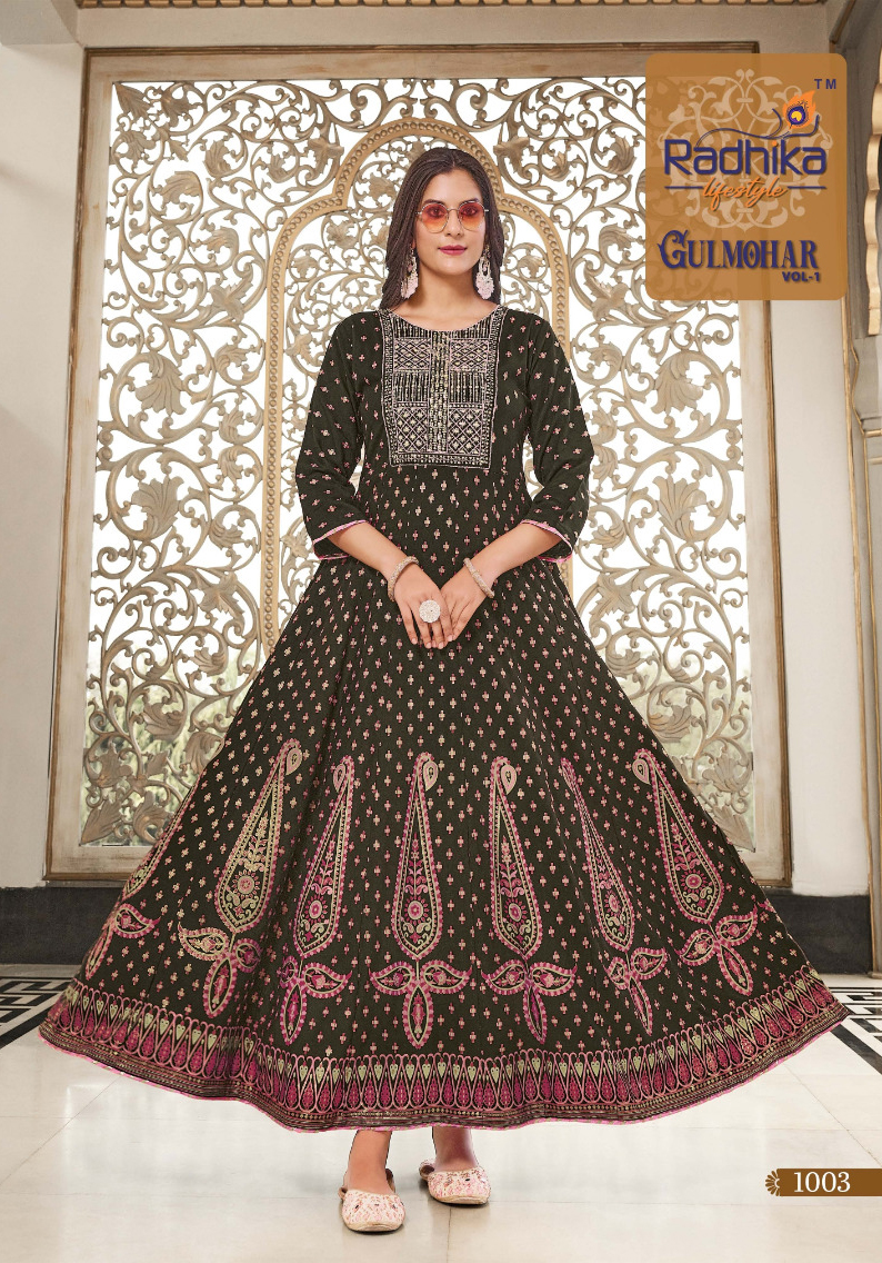 Radhika Lifestyle Gulmohar Vol 1 Rayon Wholesale Long Gown Catalog — Wholesale Kurtis, MPA wholesale from Surat - Gallery Image 6