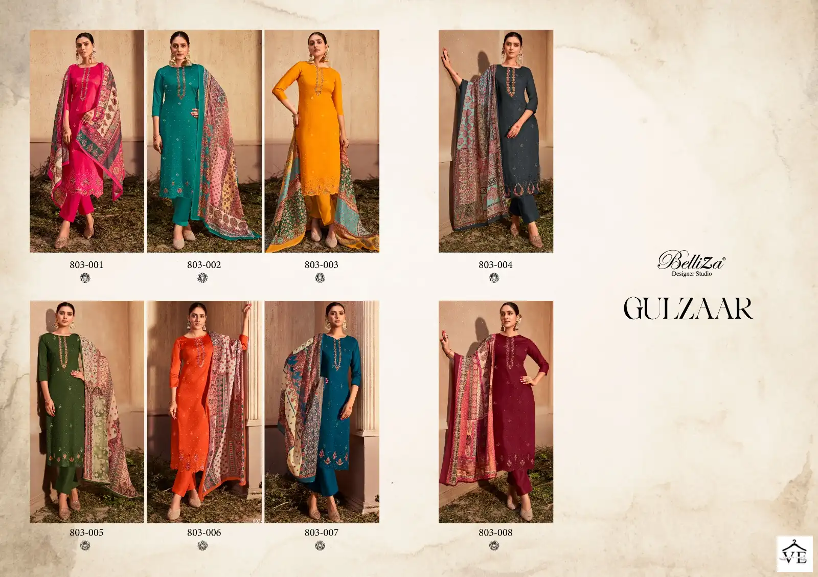 Belliza Gulzaar 100% Pure Heavy Jam Wholesale Salwar Suit Catalog — Wholesale Salwar Suits, Belliza Designer wholesale from Surat — view 9