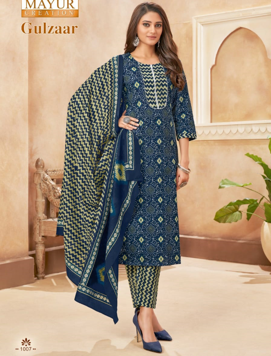 Mayra Gulzaar Vol 1 Cotton Wholesale Readymade Salwar Suit Catalog — Wholesale Salwar Suits, Mayur Dress wholesale from Surat — view 1