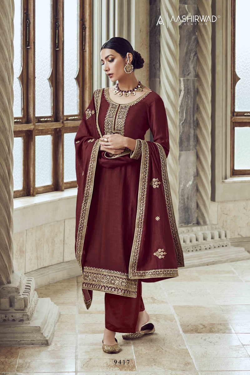Aashirwad Gunjan Premium Silk Wholesale Designer Salwar Suit Catalog — Wholesale Salwar Suits, Aashirwad Creation wholesale from Surat - Gallery Image 6