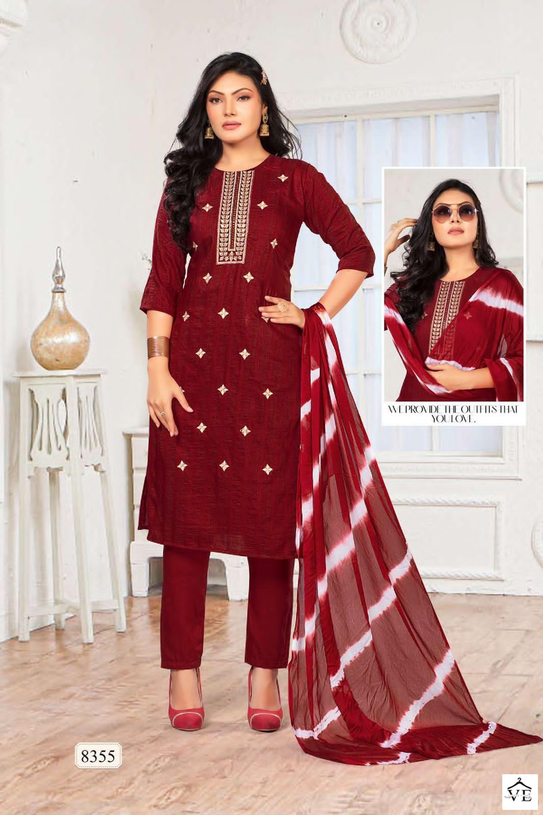 VE Golden Bella Vol 2 Pure Silk Chinon Wholesale Readymade Suit Catalog — Wholesale Salwar Suits, MPA wholesale from Surat - Gallery Image 2