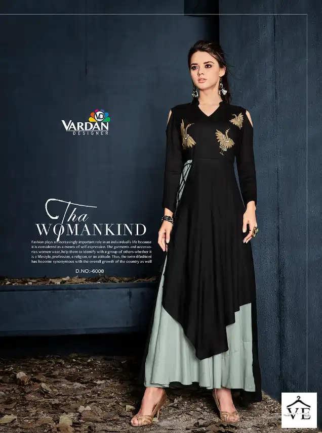 Vardan Designer Gulnaz Vol 1 14Kg Heavy Rayon Wholesale Long Kurtis Catalog — Wholesale Kurtis, MPA wholesale from Surat - Gallery Image 2
