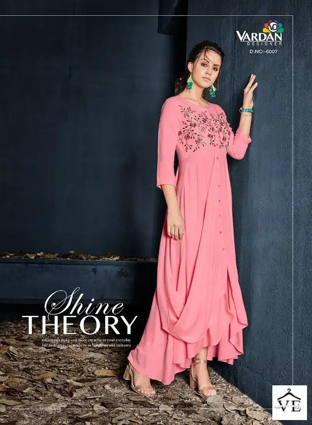 Vardan Designer Gulnaz Vol 1 14Kg Heavy Rayon Wholesale Long Kurtis Catalog — Wholesale Kurtis, MPA wholesale from Surat - Gallery Image 4