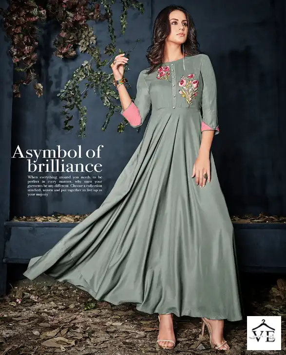 Vardan Designer Gulnaz Vol 1 14Kg Heavy Rayon Wholesale Long Kurtis Catalog — Wholesale Kurtis, MPA wholesale from Surat — view 1