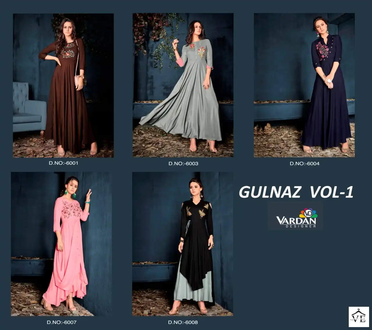 Vardan Designer Gulnaz Vol 1 14Kg Heavy Rayon Wholesale Long Kurtis Catalog — Wholesale Kurtis, MPA wholesale from Surat — view 7