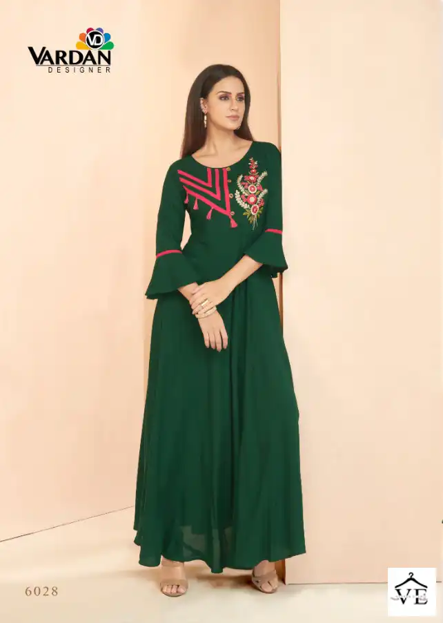 Vardan Gulnaz Vol 3 14Kg Heavy Rayon Wholesale Long Kurtis Catalog — Wholesale Kurtis, MPA wholesale from Surat — view 2
