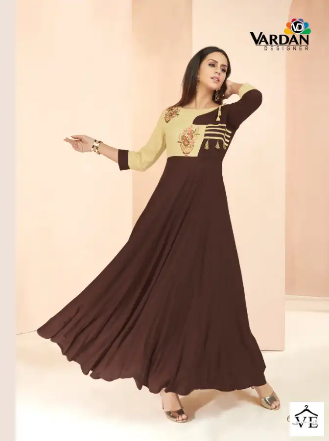 Vardan Gulnaz Vol 3 14Kg Heavy Rayon Wholesale Long Kurtis Catalog — Wholesale Kurtis, MPA wholesale from Surat — view 3