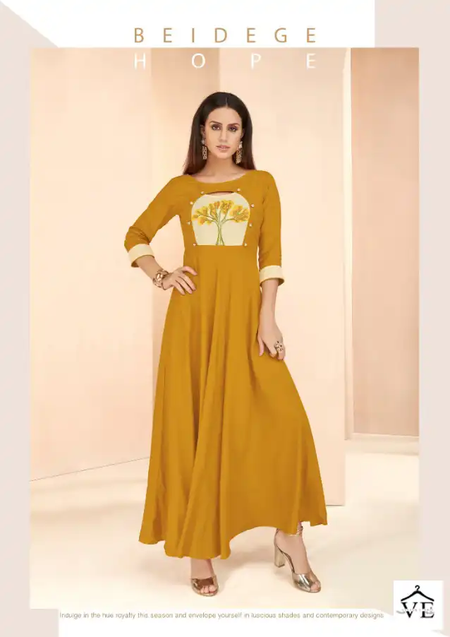 Vardan Gulnaz Vol 3 14Kg Heavy Rayon Wholesale Long Kurtis Catalog — Wholesale Kurtis, MPA wholesale from Surat — view 4