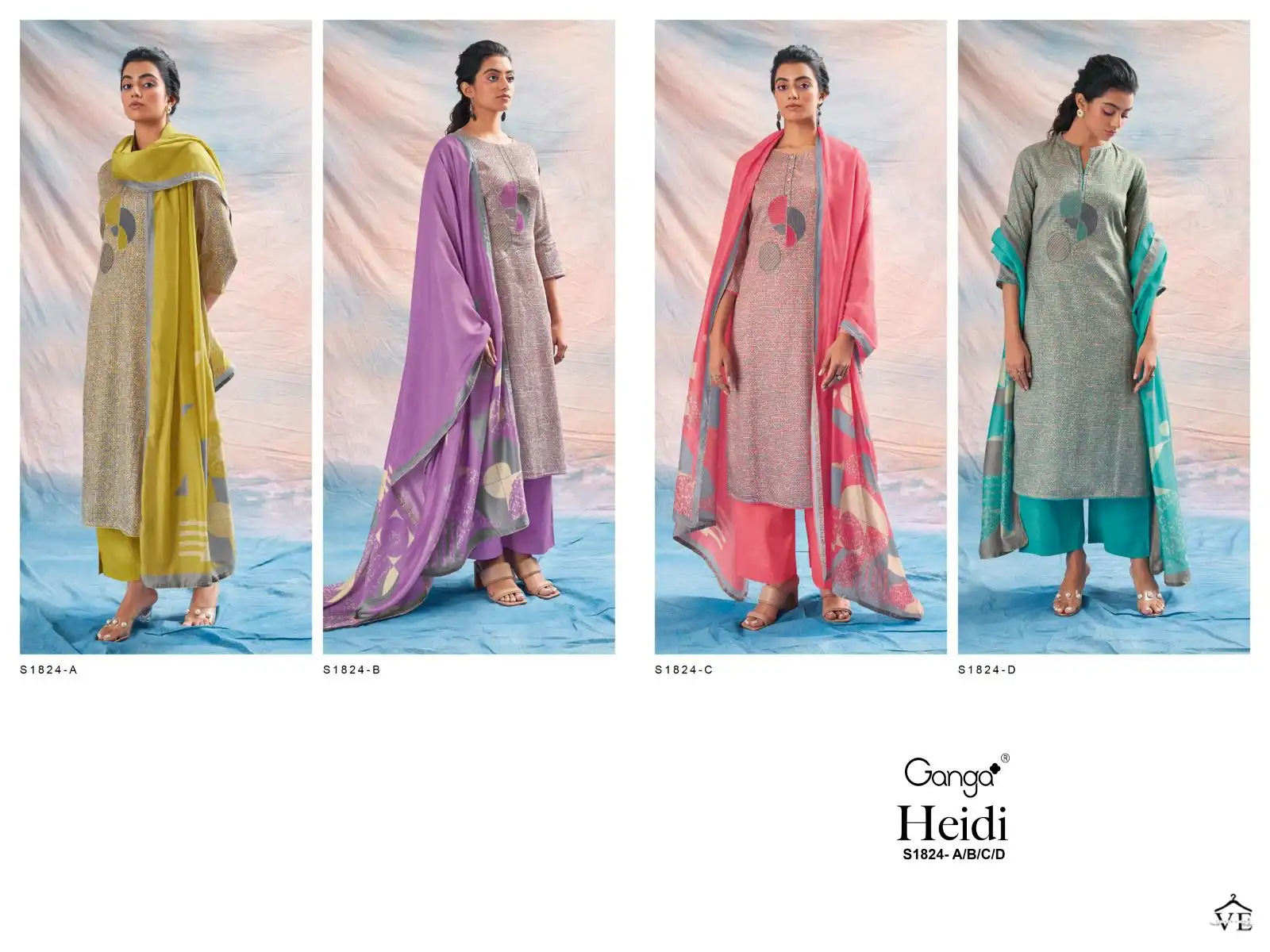 Ganga Heidi 1824 Cotton Wholesale Designer Salwar Suit Catalog — Wholesale Salwar Suits, Ganga wholesale from Surat — view 5