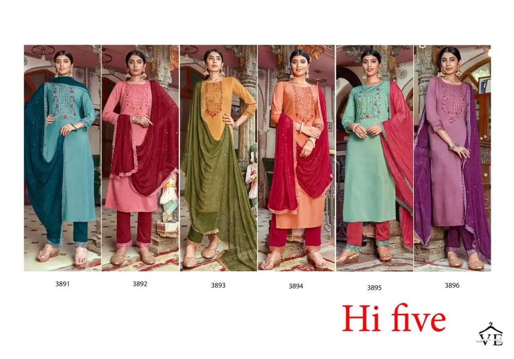 Vardan Ethnic Hi Five Jercy Silk Wholesale Readymade Salwar Suit Catalog — Wholesale Salwar Suits, MPA wholesale from Surat — view 7