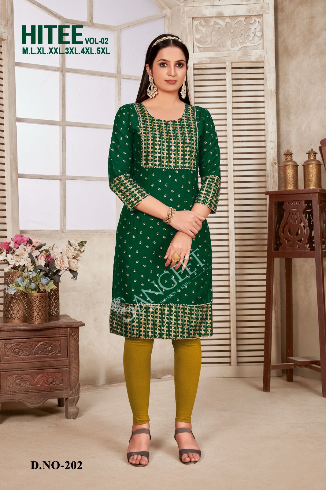 Vardan Ethnic Hitee Vol 2 Rayon Gold Print Wholesale Kurtis Catalog — Wholesale Kurtis, MPA wholesale from Surat - Gallery Image 4