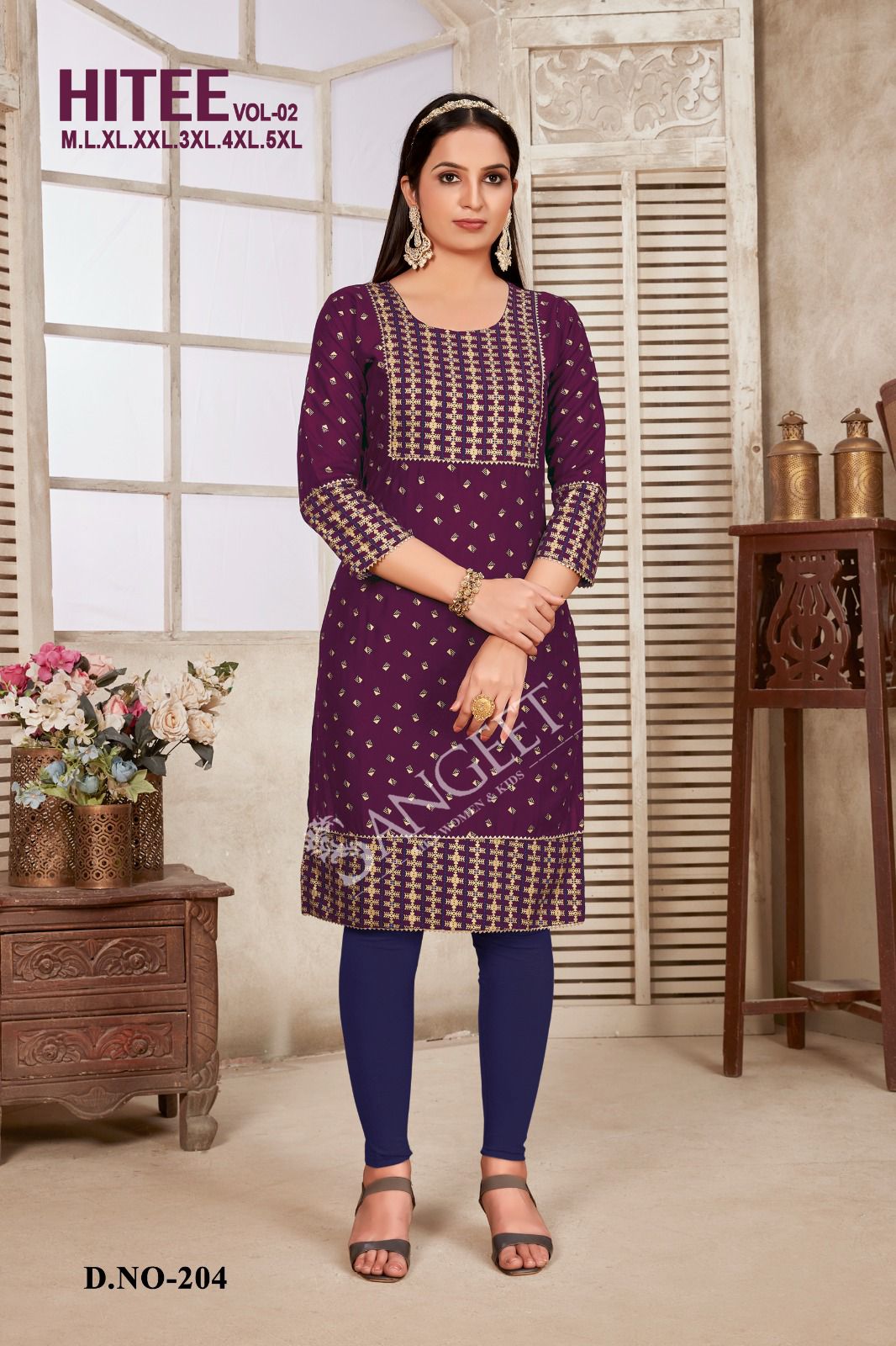 Vardan Ethnic Hitee Vol 2 Rayon Gold Print Wholesale Kurtis Catalog — Wholesale Kurtis, MPA wholesale from Surat - Gallery Image 6
