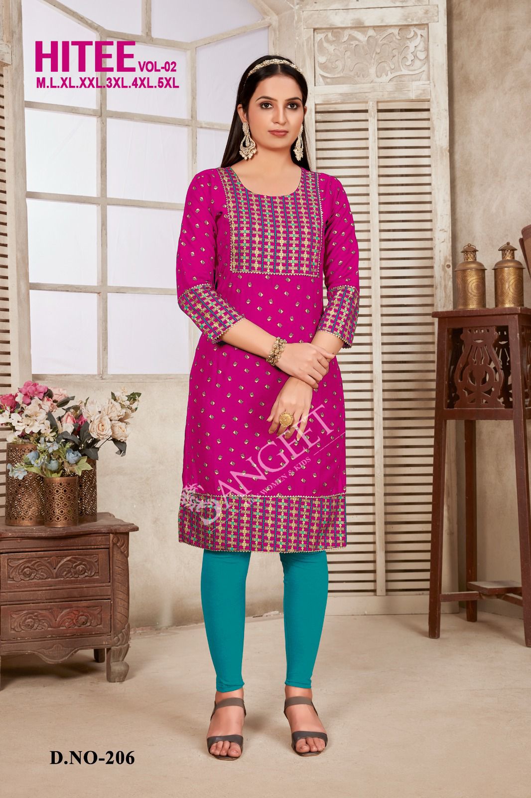 Vardan Ethnic Hitee Vol 2 Rayon Gold Print Wholesale Kurtis Catalog — Wholesale Kurtis, MPA wholesale from Surat - Gallery Image 7