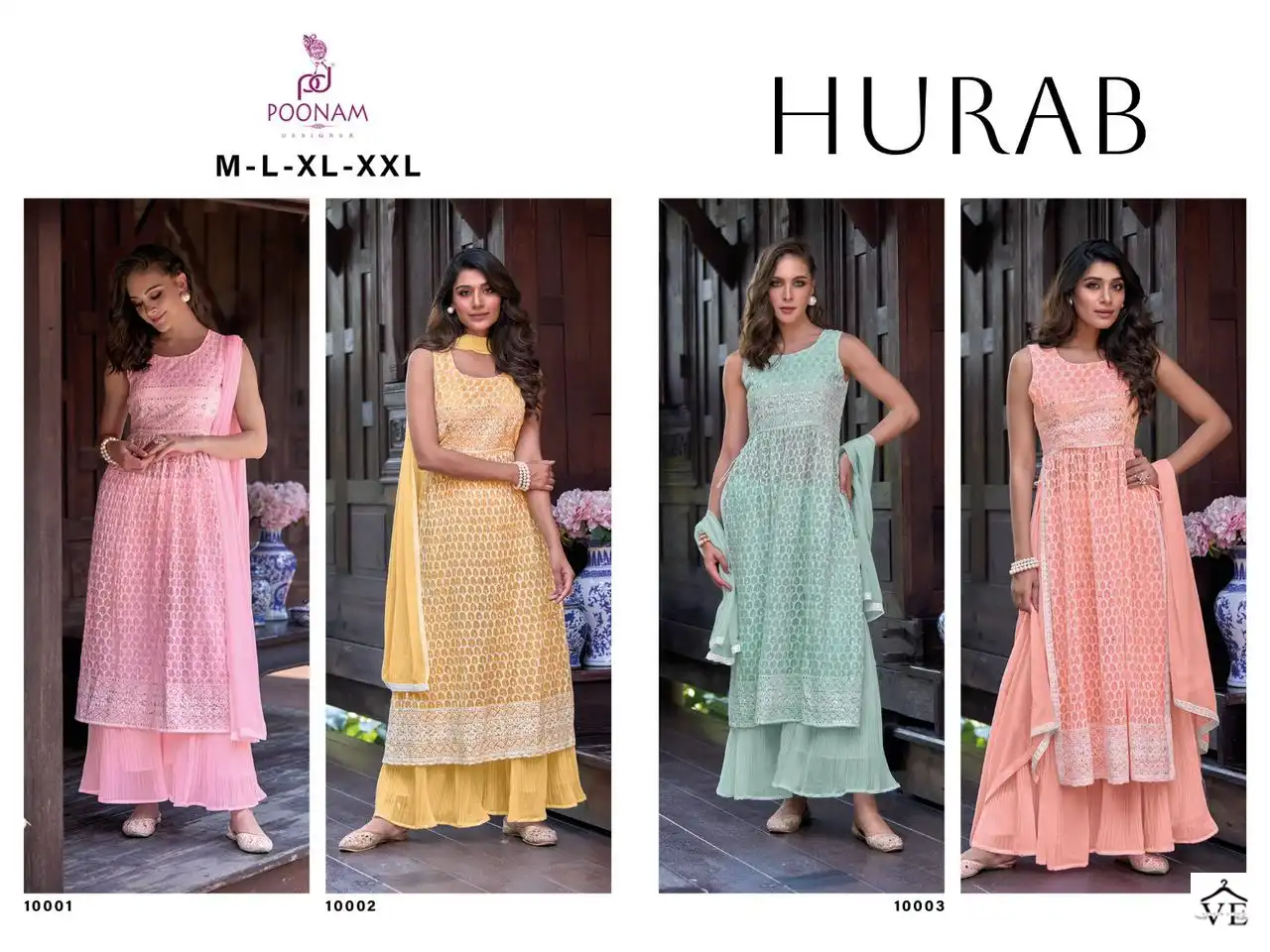 Poonam Designer Hurab Pure Georgette Wholesale Readymade Suits Catalog — Wholesale Salwar Suits, MPA wholesale from Surat — view 5