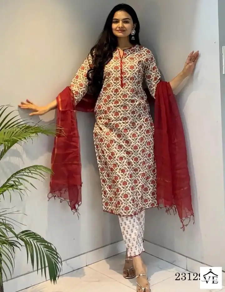 Indira 23129 Cambric Wholesale Embroidery Kurti Combo Set Catalog — Wholesale Salwar Suits, MPA wholesale from Surat — view 1