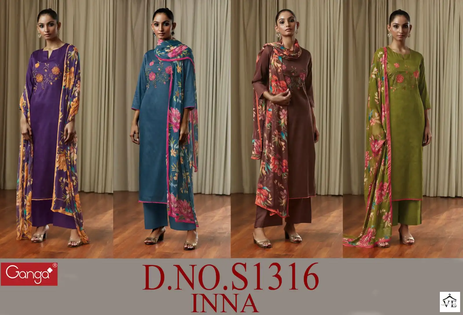 Ganga Inna 1316 Premium Cotton Satin Wholesale Designer Salwar Suit Catalog — Wholesale Salwar Suits, Ganga wholesale from Surat — view 5