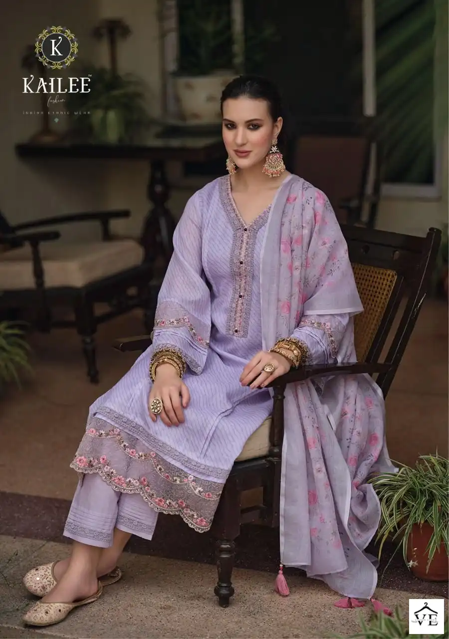 Kailee Fashion Izhaar Pure Linen Wholesale Readymade Suits Catalog — Wholesale Salwar Suits, MPA wholesale from Surat - Gallery Image 2