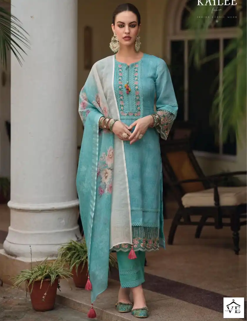 Kailee Fashion Izhaar Pure Linen Wholesale Readymade Suits Catalog — Wholesale Salwar Suits, MPA wholesale from Surat — view 1