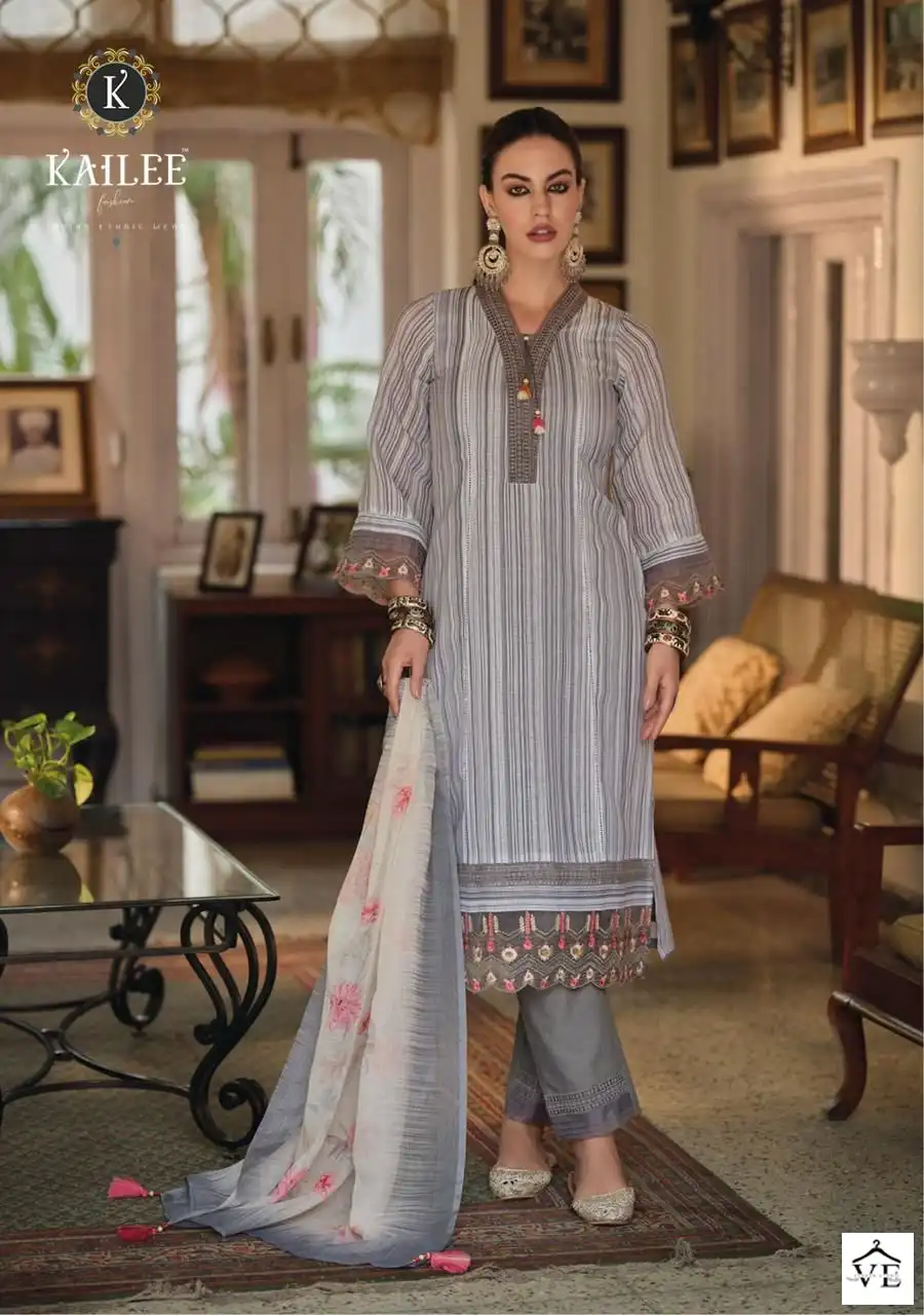 Kailee Fashion Izhaar Pure Linen Wholesale Readymade Suits Catalog — Wholesale Salwar Suits, MPA wholesale from Surat - Gallery Image 4