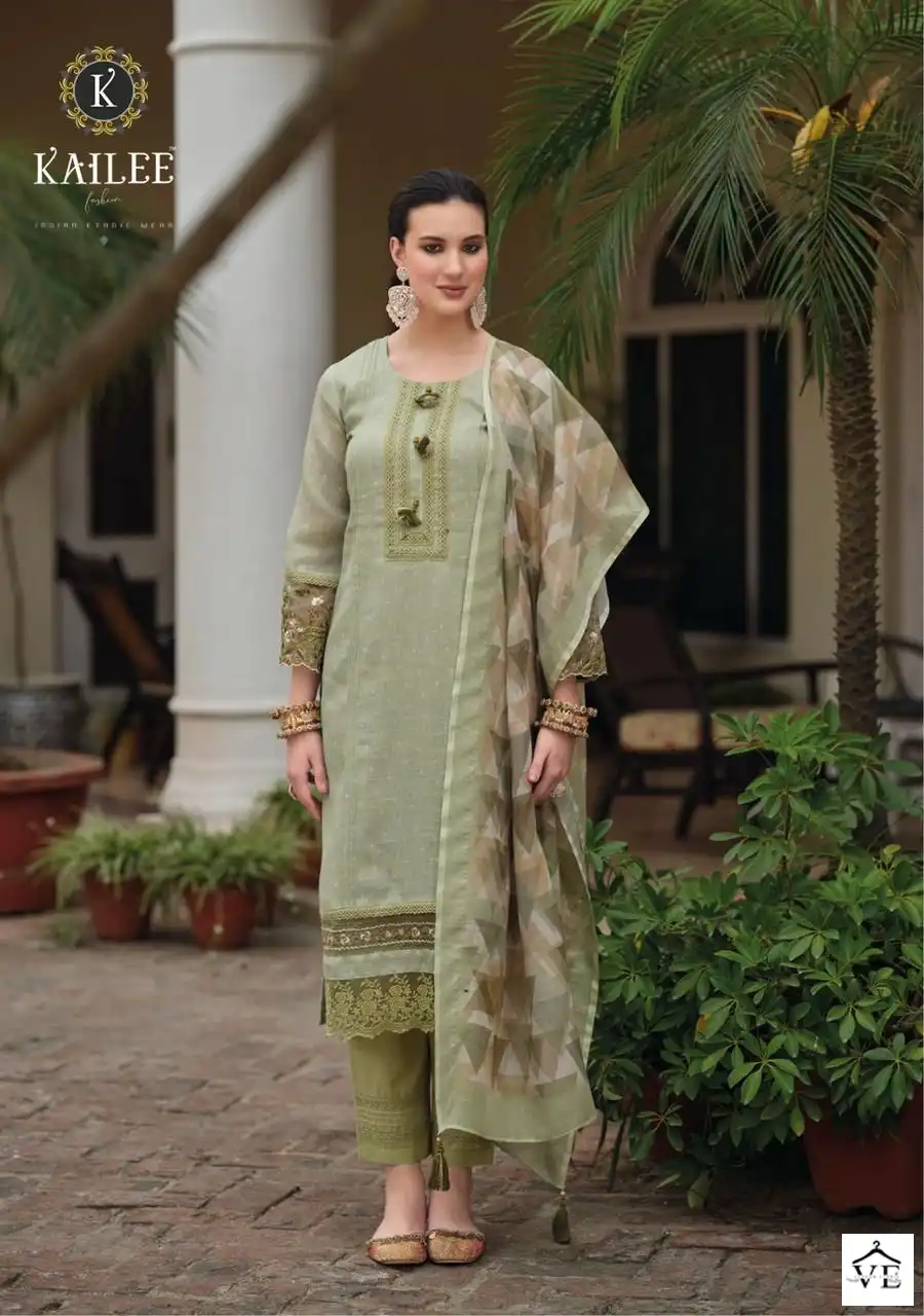 Kailee Fashion Izhaar Pure Linen Wholesale Readymade Suits Catalog — Wholesale Salwar Suits, MPA wholesale from Surat - Gallery Image 6