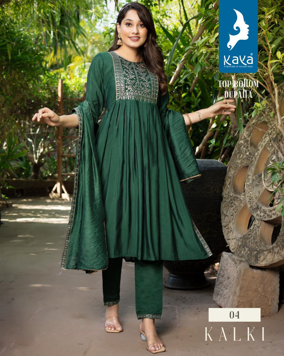 Kaya Kalki Roman Silk Wholesale Readymade Salwar Suit Catalog — Wholesale Salwar Suits, MPA wholesale from Surat — view 1