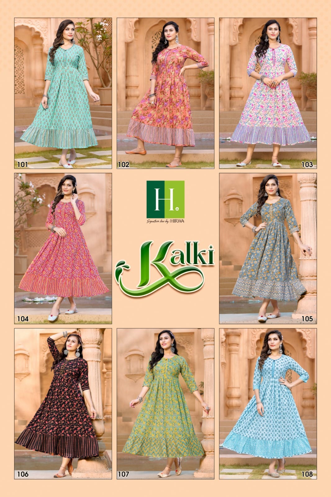 Hirwa Kalki Cotton Wholesale Long Kurtis Catalog — Wholesale Kurtis, MPA wholesale from Surat — view 9
