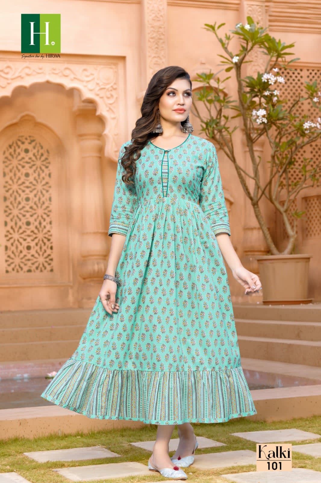 Hirwa Kalki Cotton Wholesale Long Kurtis Catalog — Wholesale Kurtis, MPA wholesale from Surat — view 2