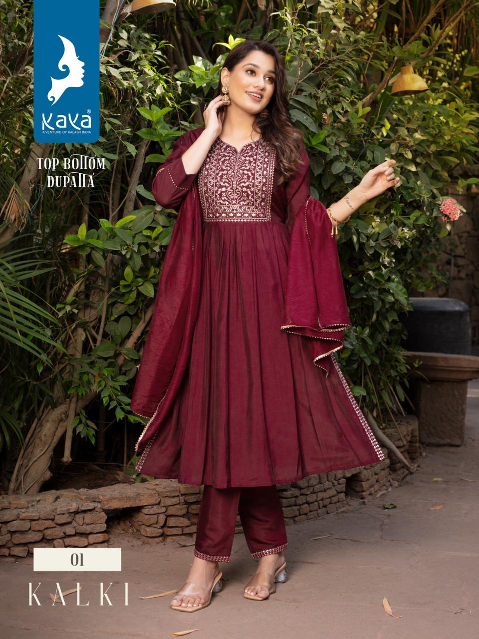 Kaya Kalki Roman Silk Wholesale Readymade Salwar Suit Catalog — Wholesale Salwar Suits, MPA wholesale from Surat - Gallery Image 2