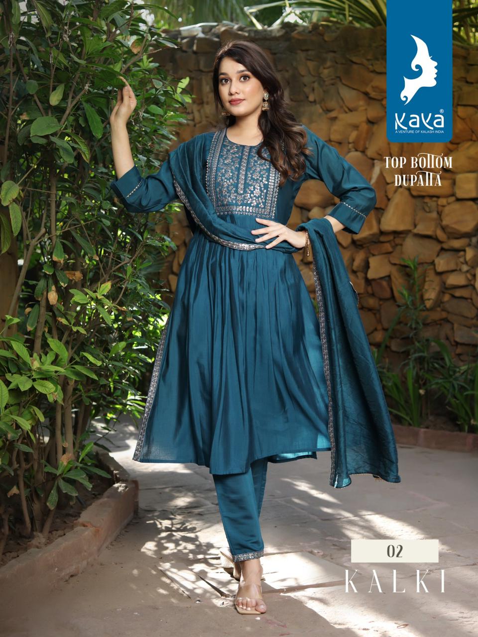 Kaya Kalki Roman Silk Wholesale Readymade Salwar Suit Catalog — Wholesale Salwar Suits, MPA wholesale from Surat - Gallery Image 3