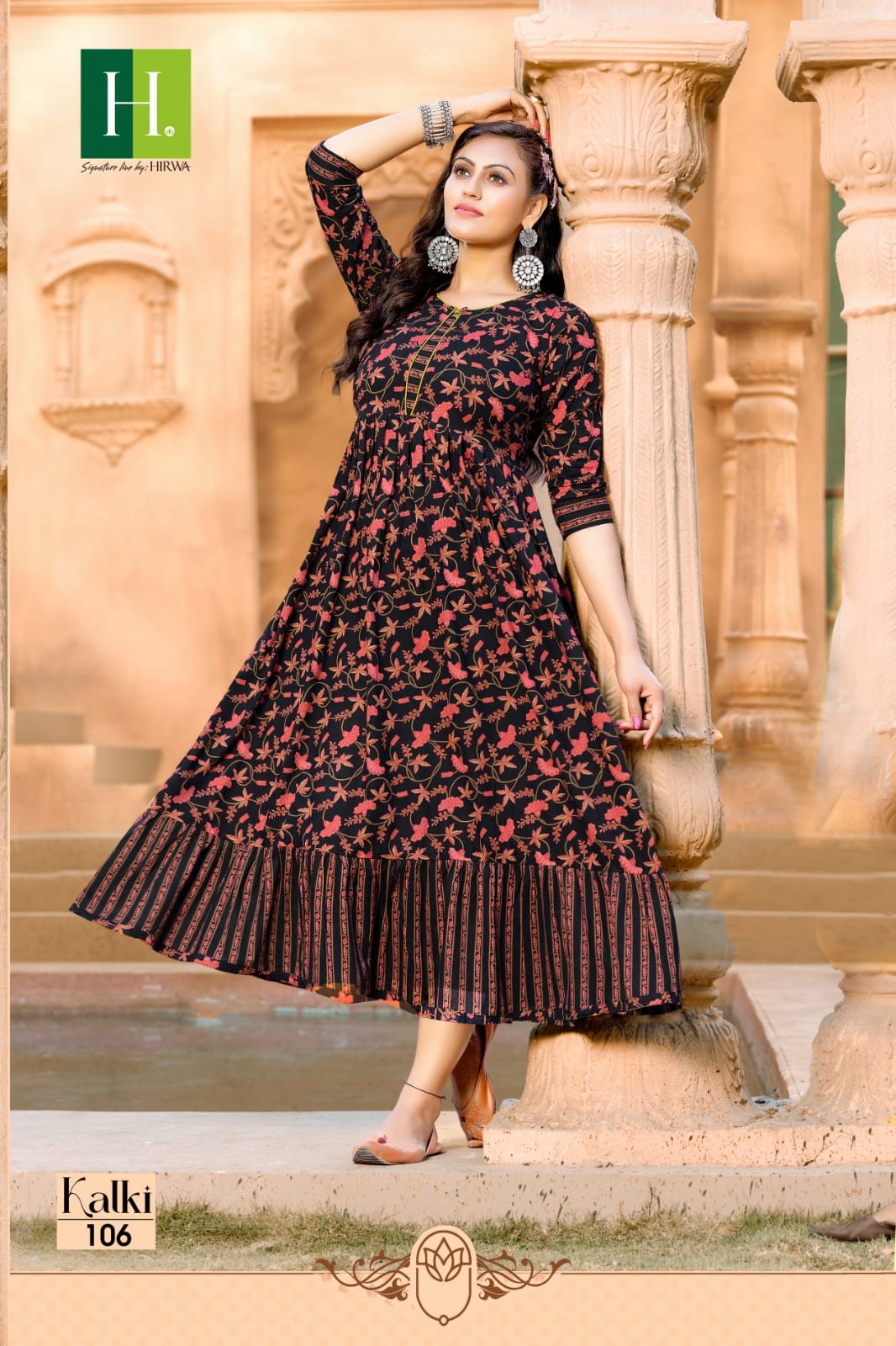 Hirwa Kalki Cotton Wholesale Long Kurtis Catalog — Wholesale Kurtis, MPA wholesale from Surat — view 3