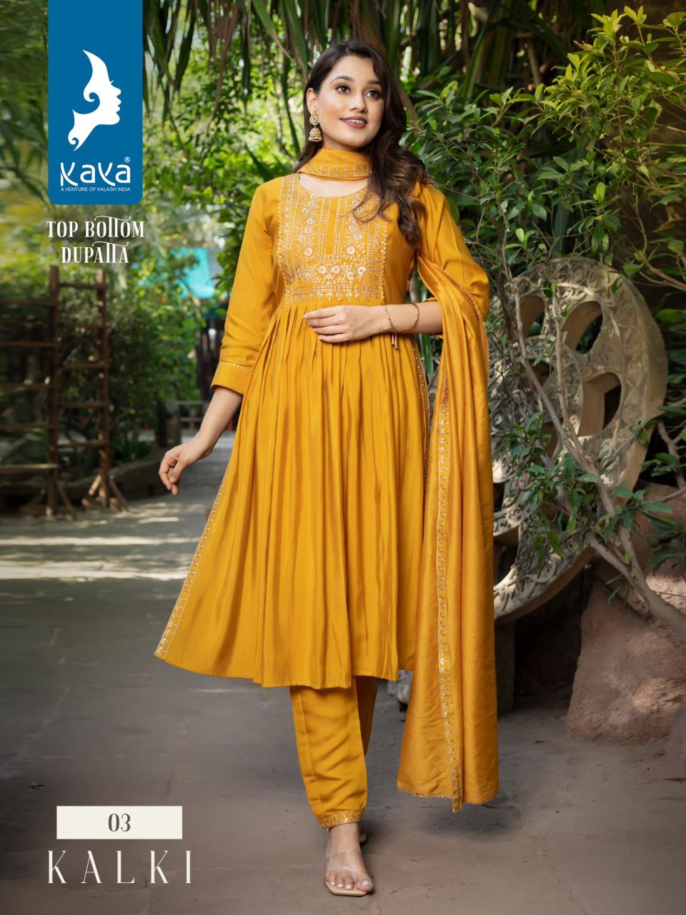Kaya Kalki Roman Silk Wholesale Readymade Salwar Suit Catalog — Wholesale Salwar Suits, MPA wholesale from Surat - Gallery Image 4
