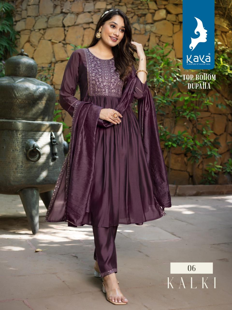 Kaya Kalki Roman Silk Wholesale Readymade Salwar Suit Catalog — Wholesale Salwar Suits, MPA wholesale from Surat - Gallery Image 5