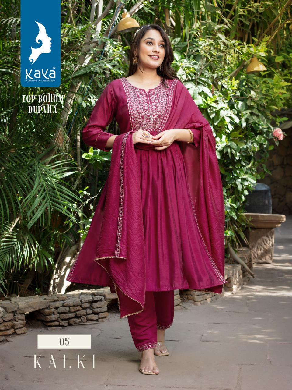 Kaya Kalki Roman Silk Wholesale Readymade Salwar Suit Catalog — Wholesale Salwar Suits, MPA wholesale from Surat - Gallery Image 6
