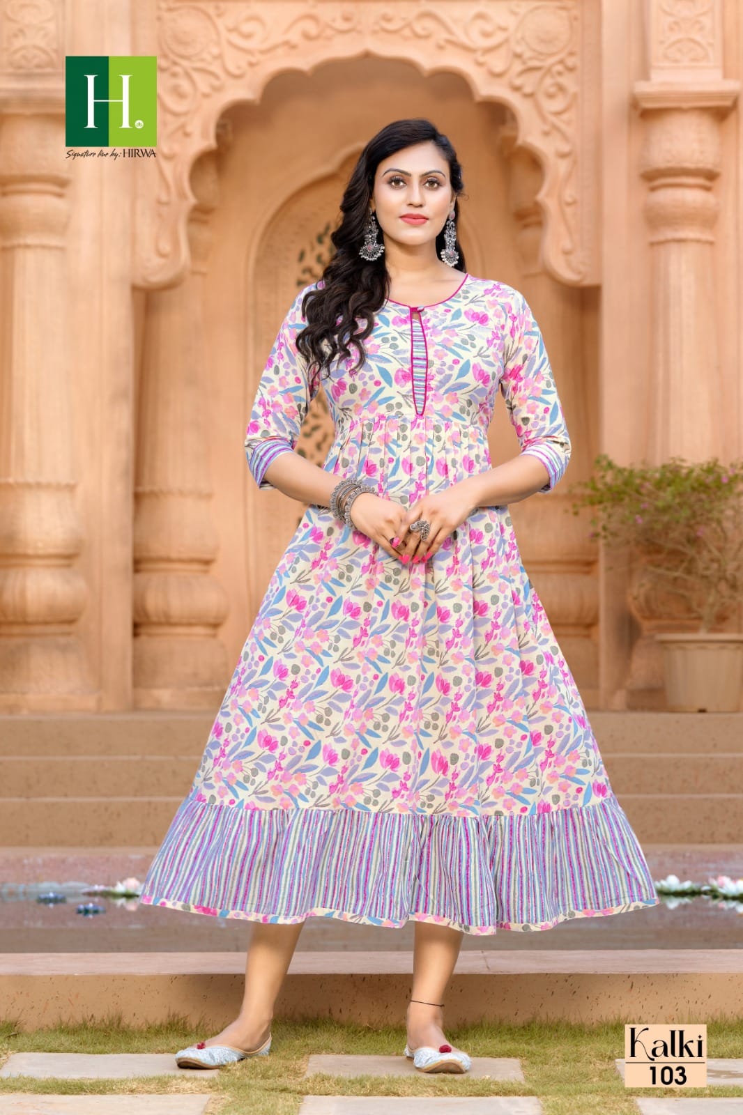 Hirwa Kalki Cotton Wholesale Long Kurtis Catalog — Wholesale Kurtis, MPA wholesale from Surat — view 6