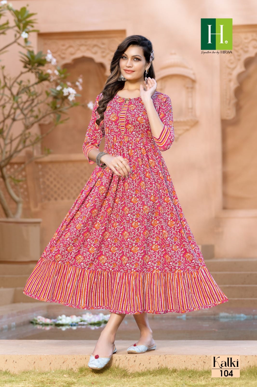 Hirwa Kalki Cotton Wholesale Long Kurtis Catalog — Wholesale Kurtis, MPA wholesale from Surat — view 7