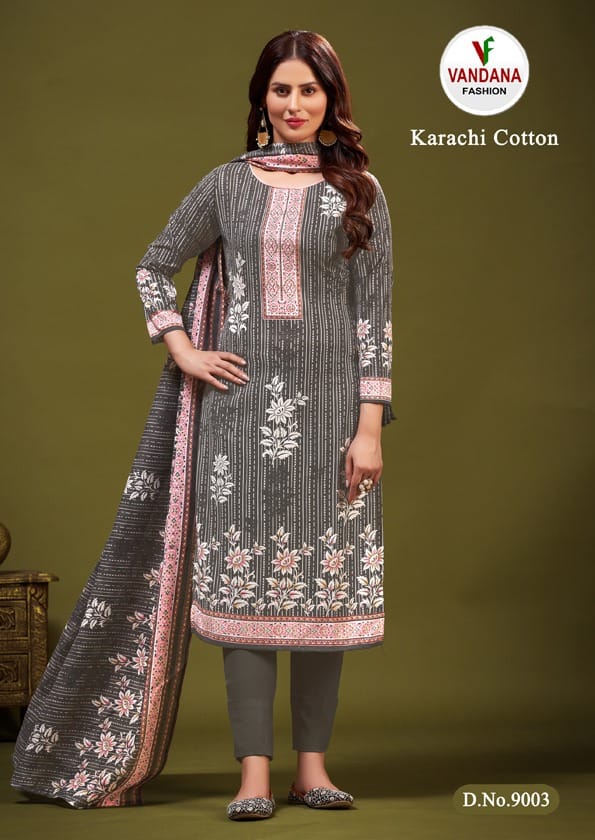 Vandana Karachi Cotton Vol 9 Cotton Wholesale Fancy Swarovski Work Salwar Suit Catalog — Wholesale Salwar Suits, MPA wholesale from Surat - Gallery Image 3