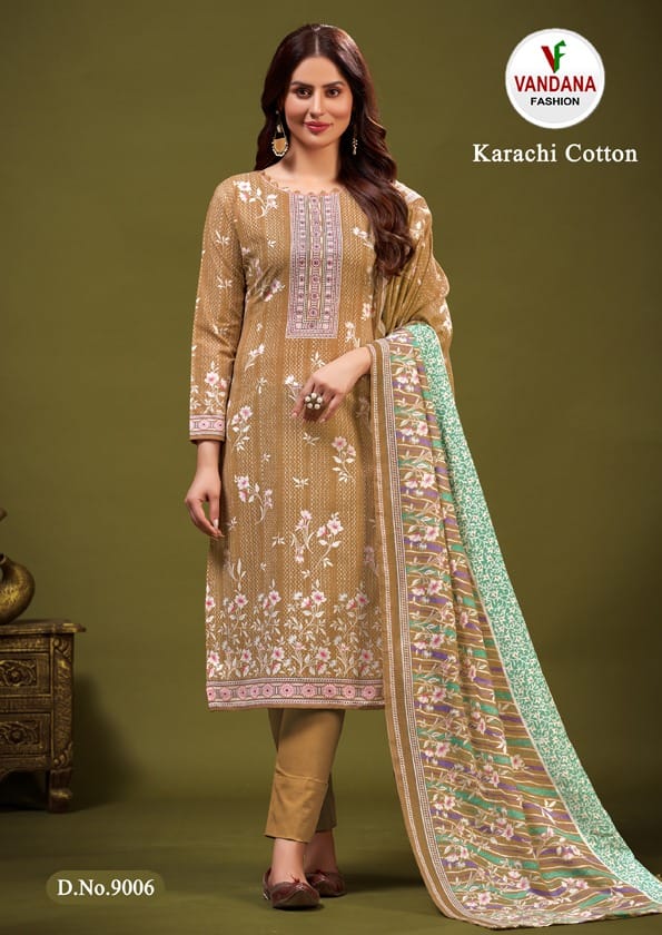 Vandana Karachi Cotton Vol 9 Cotton Wholesale Fancy Swarovski Work Salwar Suit Catalog — Wholesale Salwar Suits, MPA wholesale from Surat - Gallery Image 6