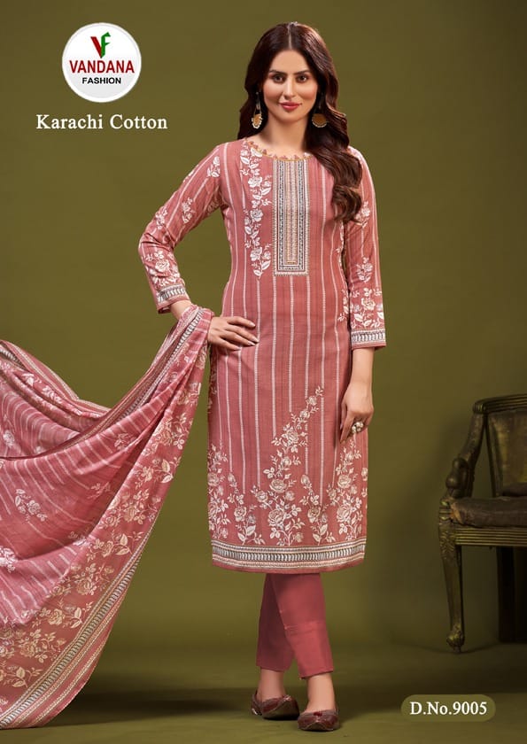 Vandana Karachi Cotton Vol 9 Cotton Wholesale Fancy Swarovski Work Salwar Suit Catalog — Wholesale Salwar Suits, MPA wholesale from Surat - Gallery Image 7