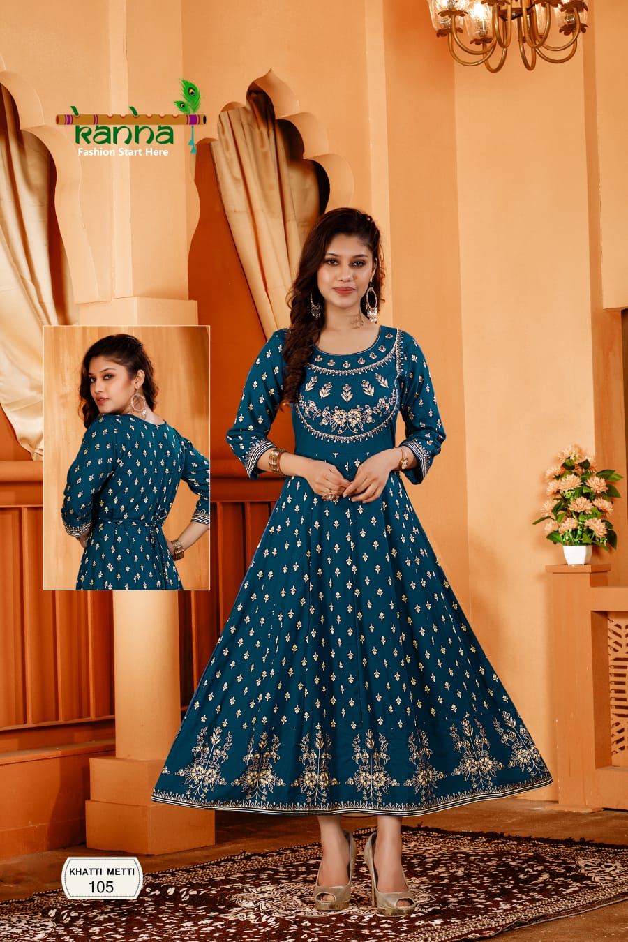 Vardan Ethnic Khetti Metti Heavy Rayon Wholesale Long Gown Catalog — Wholesale Kurtis, MPA wholesale from Surat - Gallery Image 4