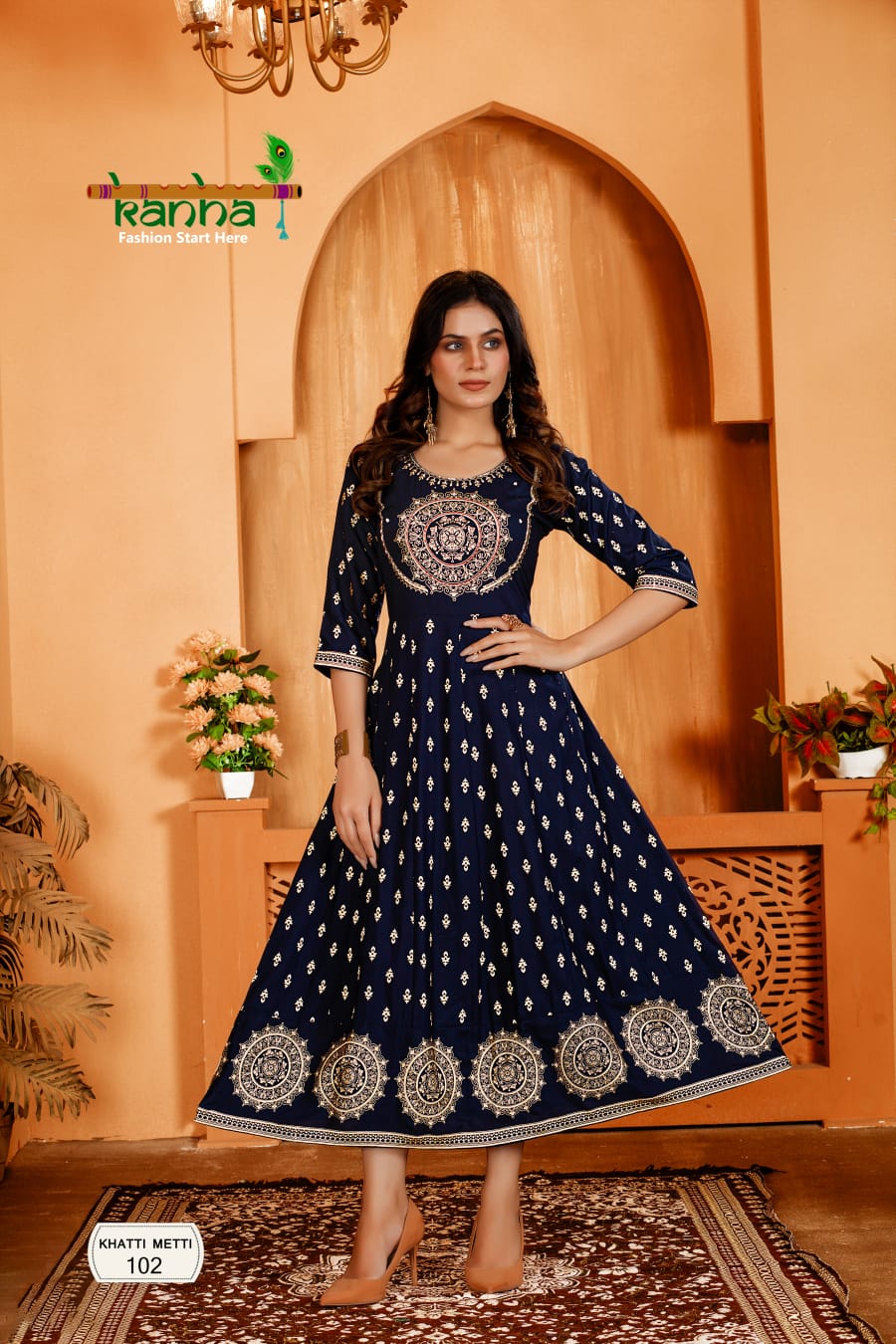 Vardan Ethnic Khetti Metti Heavy Rayon Wholesale Long Gown Catalog — Wholesale Kurtis, MPA wholesale from Surat - Gallery Image 6