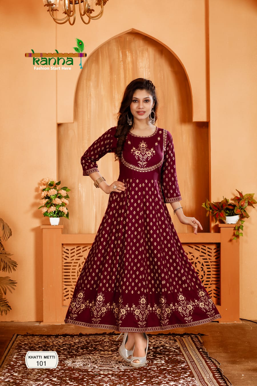 Vardan Ethnic Khetti Metti Heavy Rayon Wholesale Long Gown Catalog — Wholesale Kurtis, MPA wholesale from Surat - Gallery Image 7