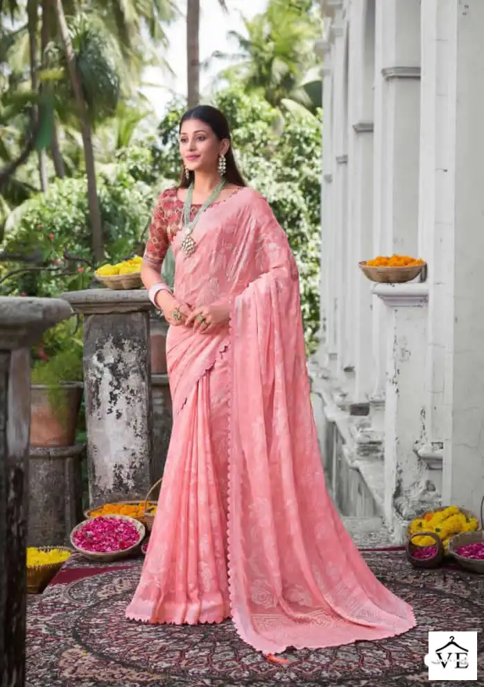 5D Designer Kinjal Brasso 2 Chiffon Brasso Wholesale Sarees Catalog — Wholesale Sarees, MPA wholesale from Surat - Gallery Image 2