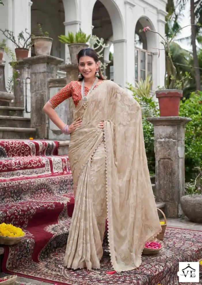5D Designer Kinjal Brasso 2 Chiffon Brasso Wholesale Sarees Catalog — Wholesale Sarees, MPA wholesale from Surat - Gallery Image 3