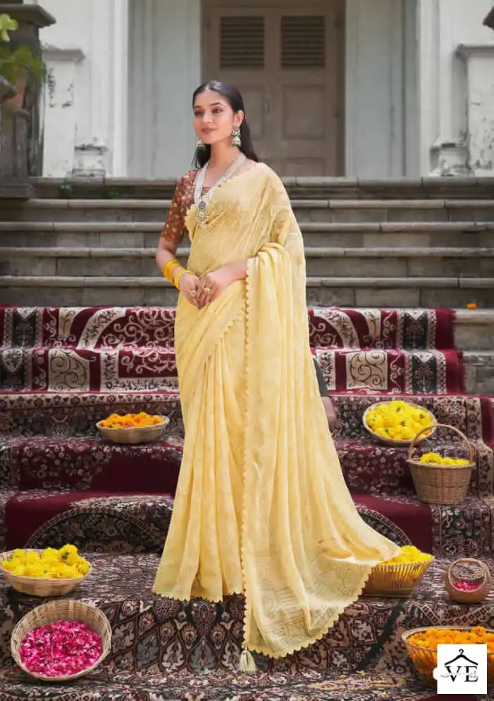 5D Designer Kinjal Brasso 2 Chiffon Brasso Wholesale Sarees Catalog — Wholesale Sarees, MPA wholesale from Surat - Gallery Image 4