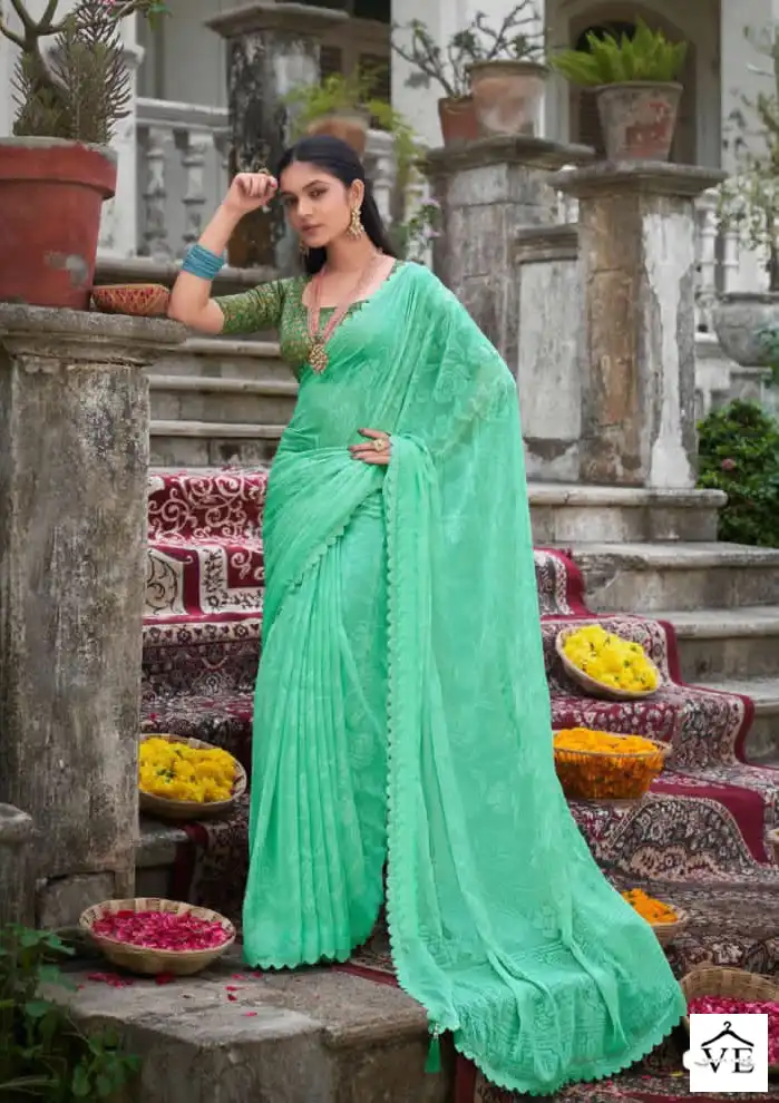 5D Designer Kinjal Brasso 2 Chiffon Brasso Wholesale Sarees Catalog — Wholesale Sarees, MPA wholesale from Surat - Gallery Image 5
