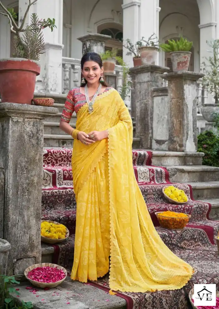 5D Designer Kinjal Brasso 2 Chiffon Brasso Wholesale Sarees Catalog — Wholesale Sarees, MPA wholesale from Surat - Gallery Image 6