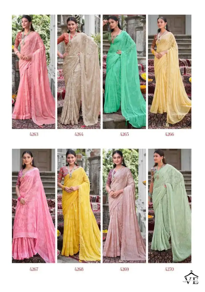 5D Designer Kinjal Brasso 2 Chiffon Brasso Wholesale Sarees Catalog — Wholesale Sarees, MPA wholesale from Surat — view 9