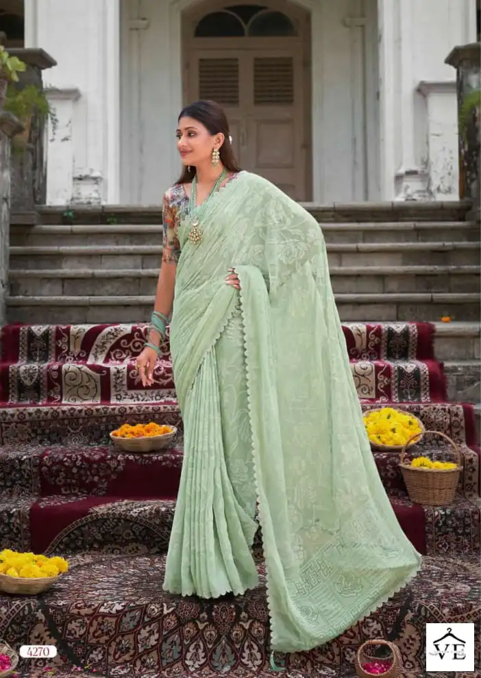 5D Designer Kinjal Brasso 2 Chiffon Brasso Wholesale Sarees Catalog — Wholesale Sarees, MPA wholesale from Surat - Gallery Image 8