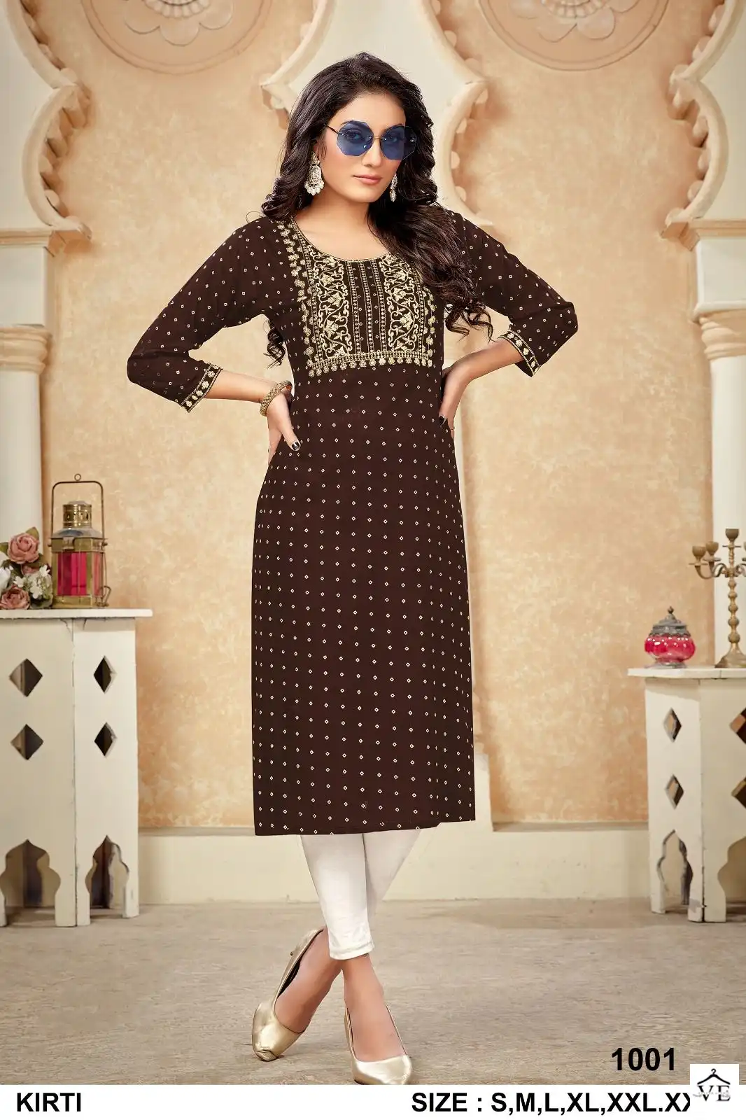 Vardan Ethnic Kirti Rayon Gold Print Wholesale Kurtis Catalog — Wholesale Kurtis, MPA wholesale from Surat - Gallery Image 2